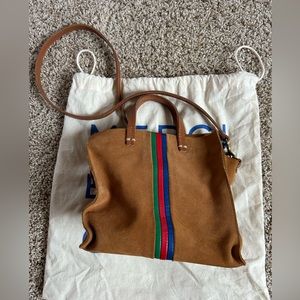 COPY - Clare V Petite Simple Tote Pacific, Cherry Red, and Emerald stripe